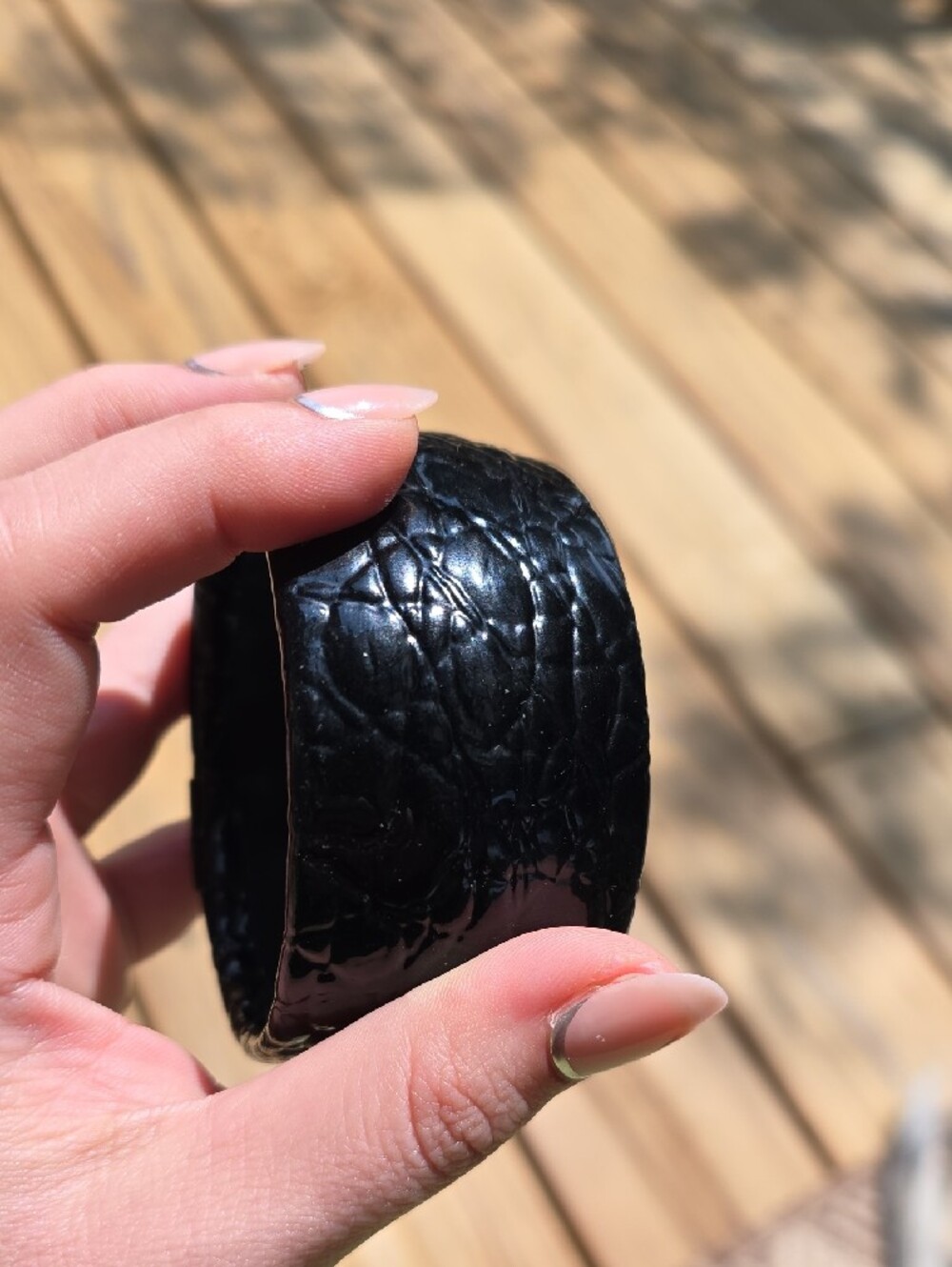 Black Textured Wide Bangle Bracelet - Unbranded - Picture 6 of 7